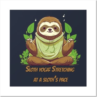 Adorable Sloth Yoga T-Shirt Design for Relaxation Posters and Art